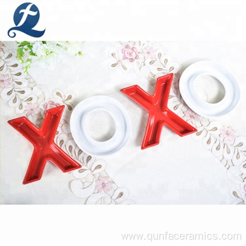 Modern Style Letter Shape Ceramic Candy Plate